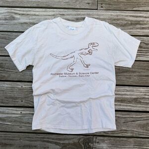 Vintage Rochester Museum & Science dinosaur skeleton fossil t shirt size medium